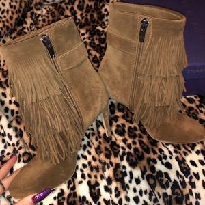Stuart Weitzman Fringe Suede Heels